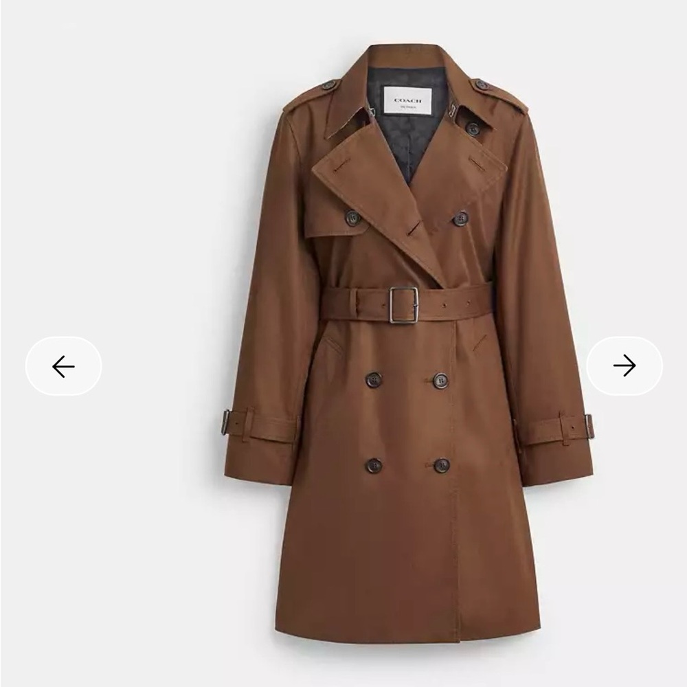 COACH Brown Double-Breasted Belted Trench Coat